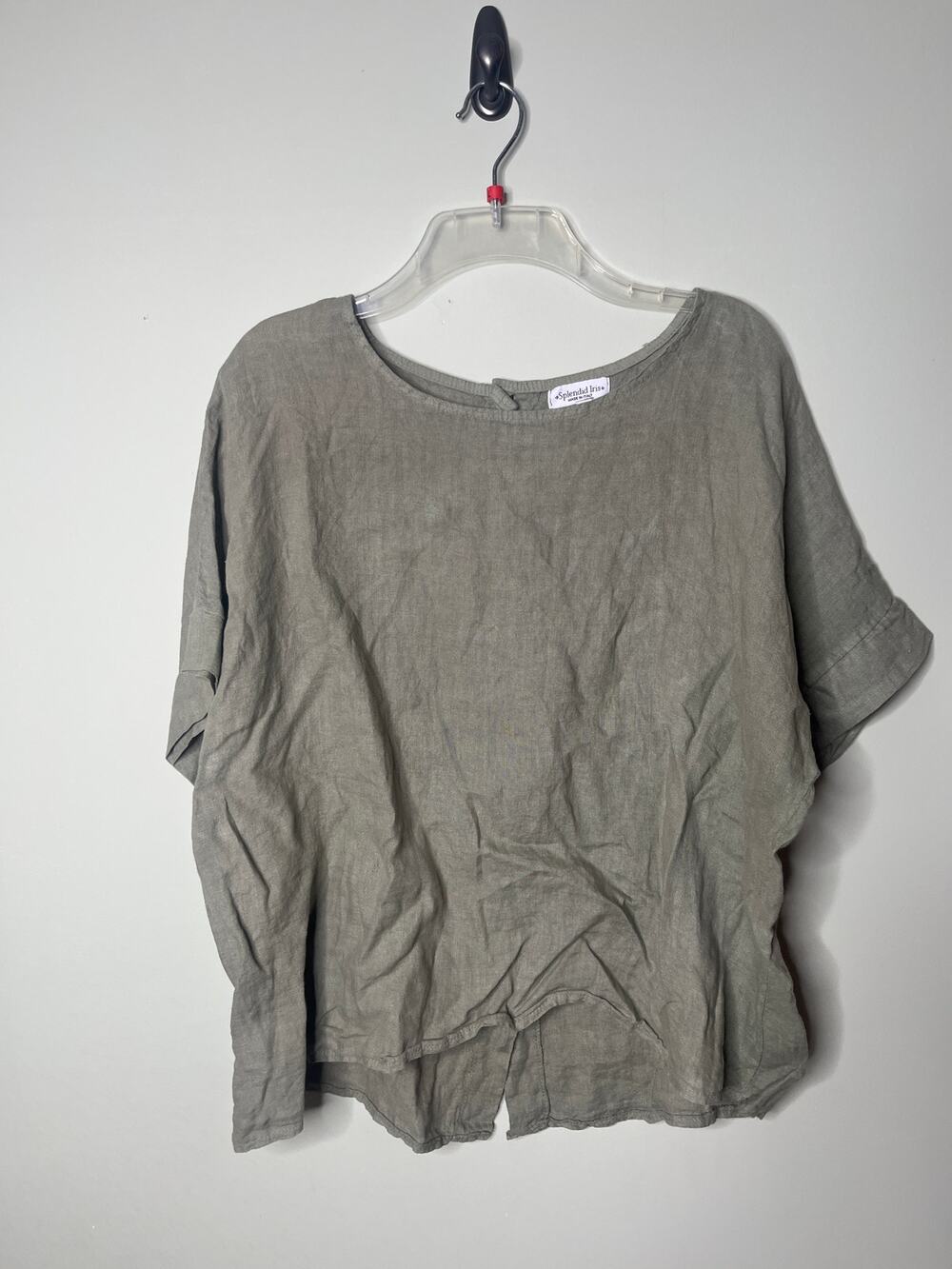 Splendid Iris Green Linen Blouse One Size